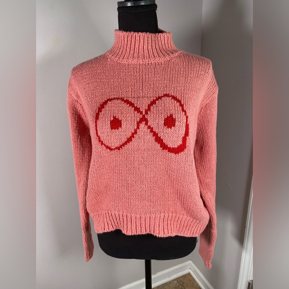 Women’s Pink Handmade XS-M 323 Infinite Boob Sweater